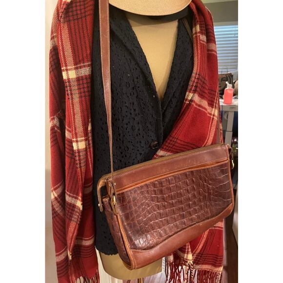 Brahmin Croc print shoulder bag brown vintage Needs TLC - Picture 6 of 16